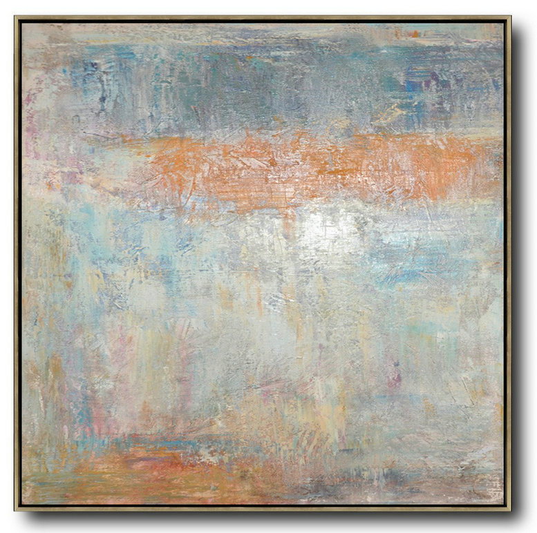 Huge Abstract Painting On Canvas,Oversized Contemporary Art,Modern Art Abstract Painting,Taupe,White,Orange,Yellow,Grey.etc